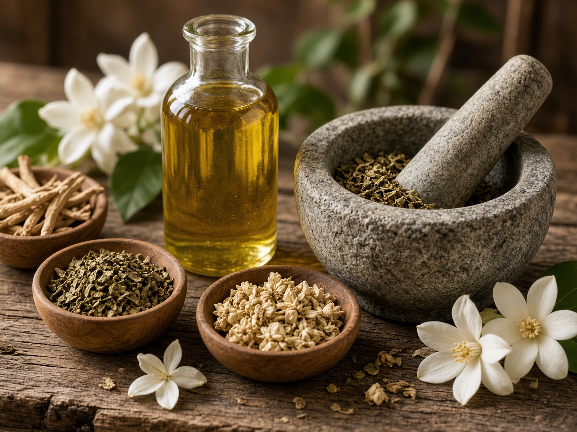 Ayurvedic herbal oils and traditional thel beheth